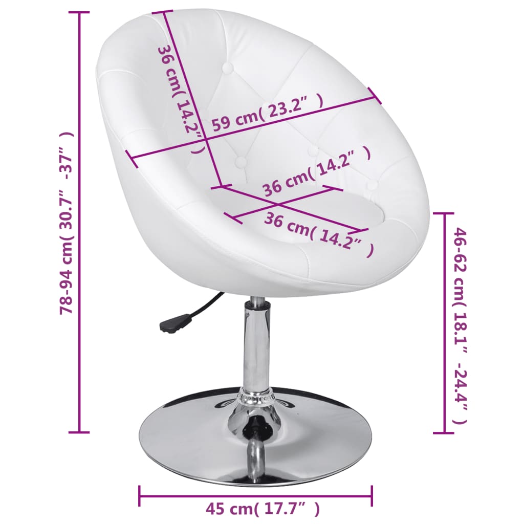 Cadeiras de bar 2 pcs couro artificial branco