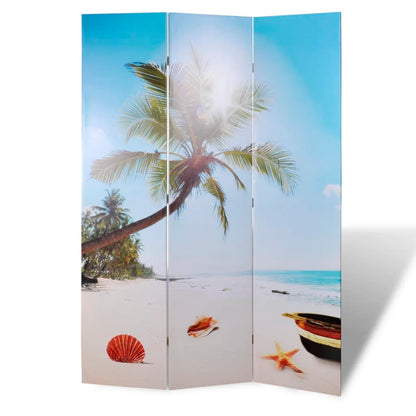 Biombo dobrável com estampa de praia 120x170 cm