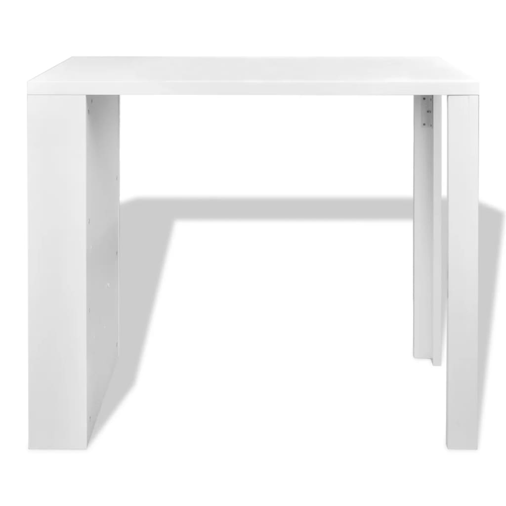 Mesa de bar em MDF com garrafeira, branco brilhante