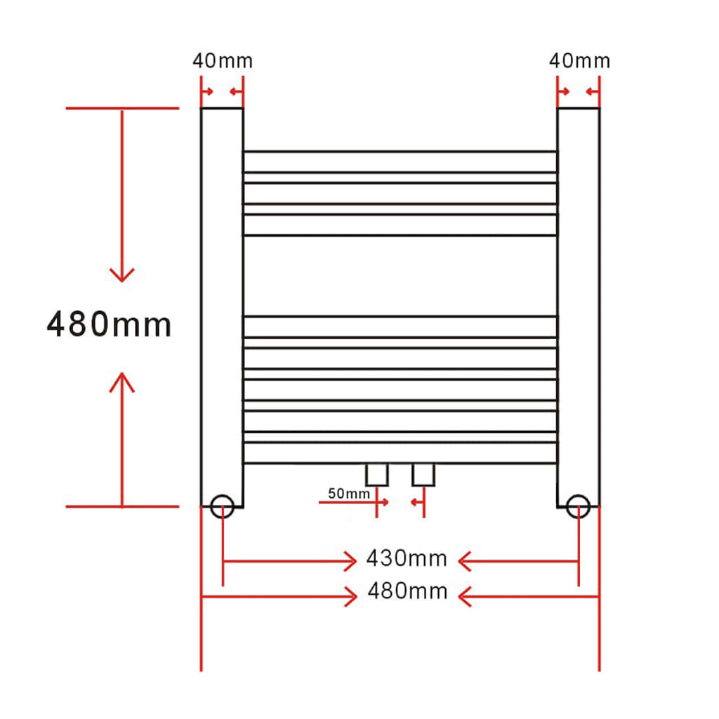 Aquecedor toalhas banheiro curvo 480 x 480 mm conector lateral e centro