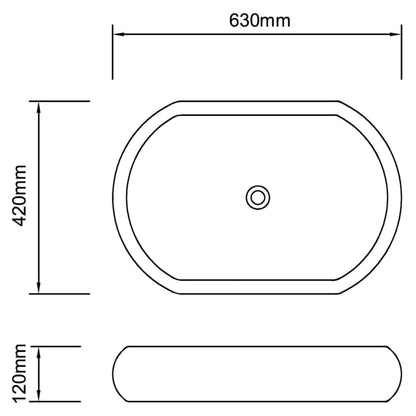 Lavatório cerâmica 63 x 42 cm, forma oval / Branca