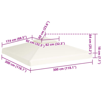 Cobertura de substituição p/ gazebo 310 g/m² branco nata 3x3 m