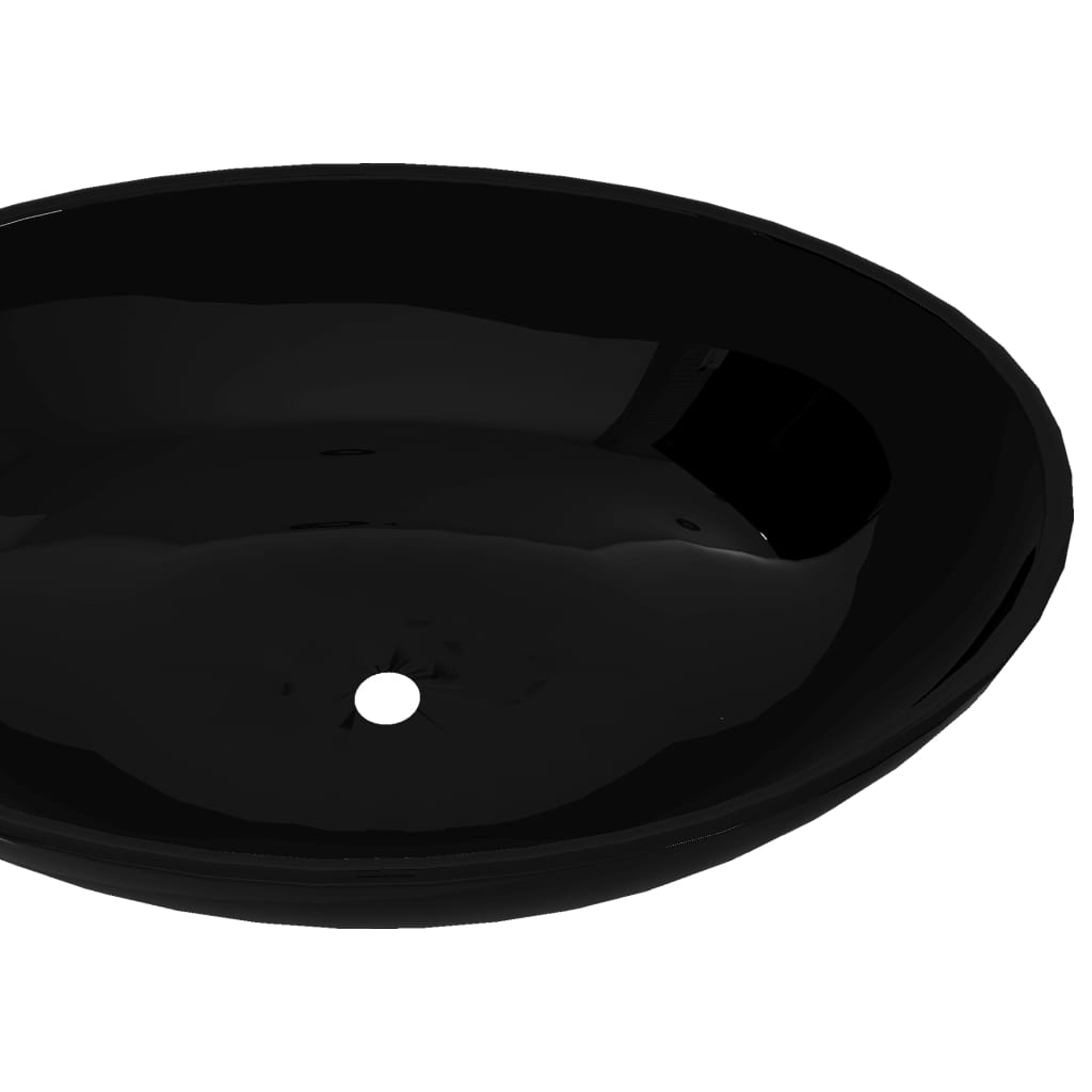 Lavatório cerâmica 40 x 33 cm,  forma oval / Preto