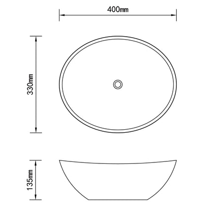 Lavatório cerâmica 40 x 33 cm,  forma oval / Preto