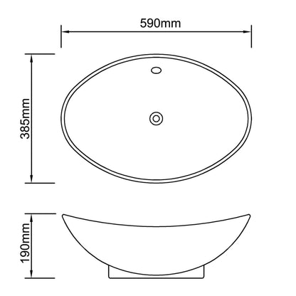 Pia ceramica em oval 59 x 38,5 cm