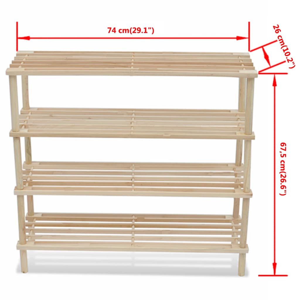 Sapateiras com 4 prateleiras 2 pcs madeira de abeto maciça