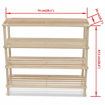 Sapateiras com 4 prateleiras 2 pcs madeira de abeto maciça