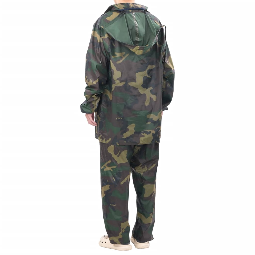 Fato de chuva camuflado para homem com capuz XXL