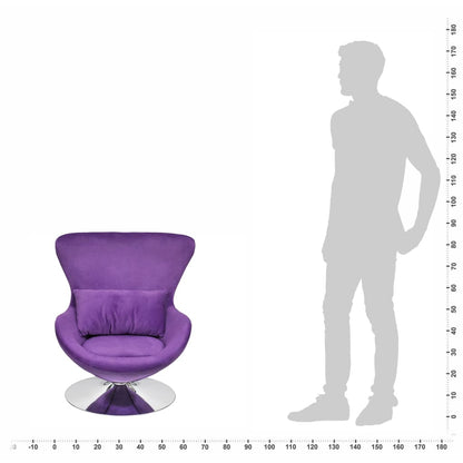 Cadeira giratória em forma de ovo c/ almofadão veludo roxo