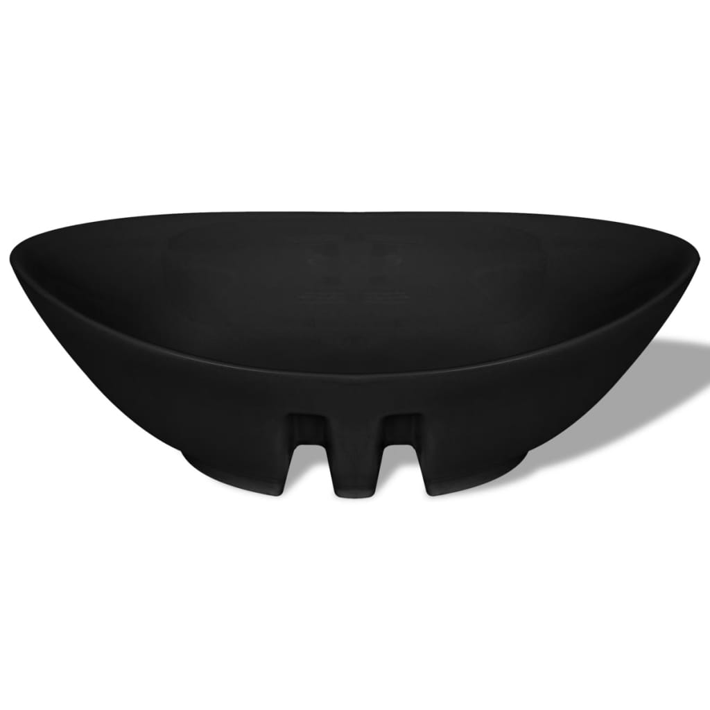 Lavatório cerâmico oval preto 59 x 38,5 cm