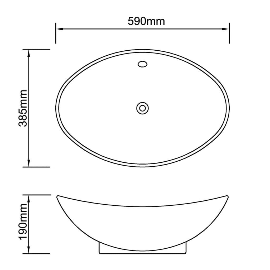 Lavatório cerâmico oval preto 59 x 38,5 cm