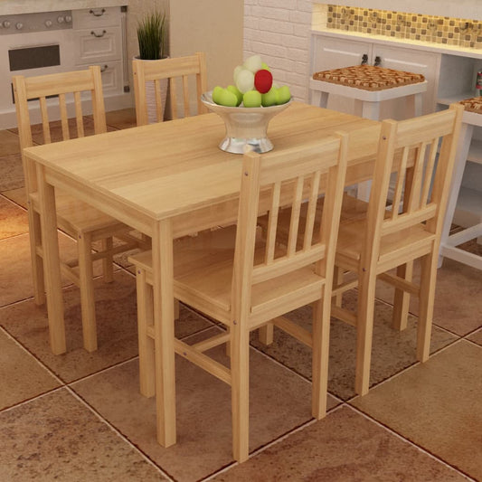 Conjunto de Jantar Leoni com 4 Cadeiras e 1 Mesa - Cor Natural - Design Retro