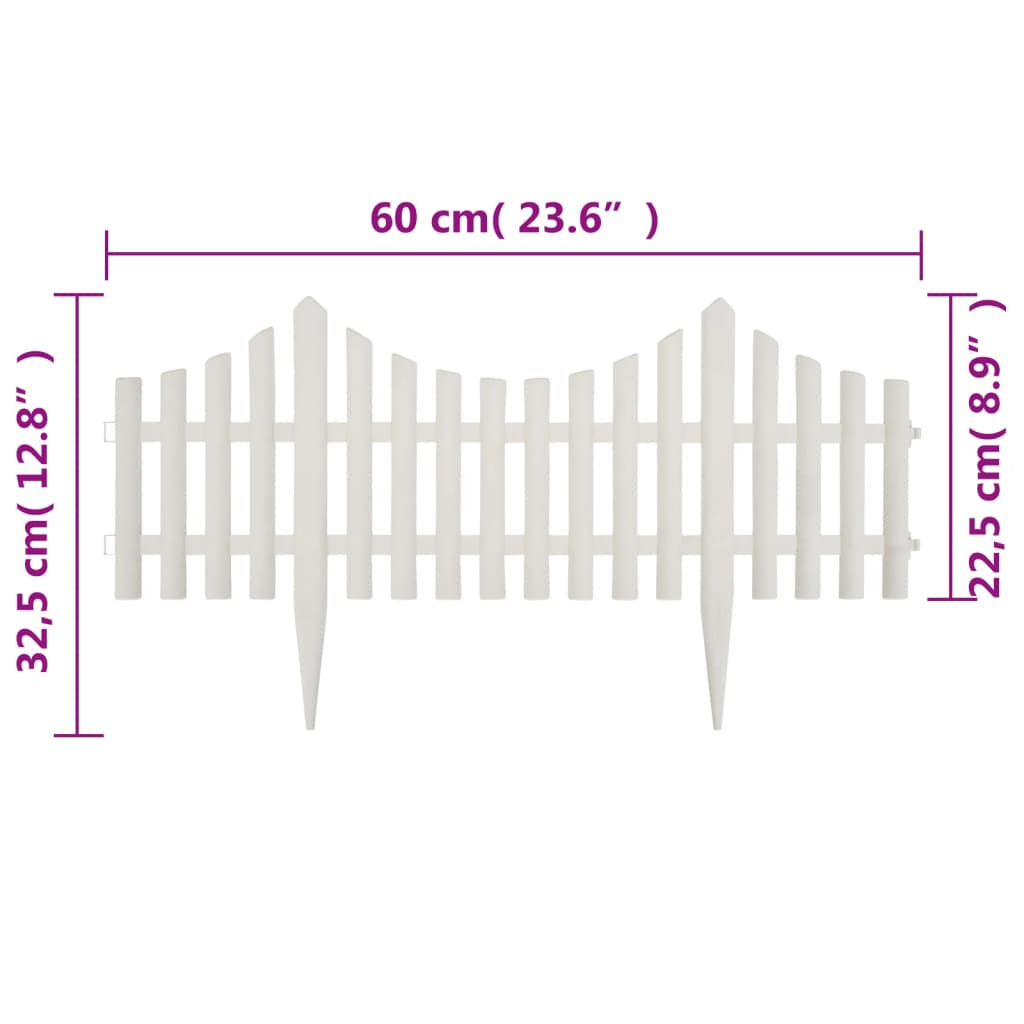 Divisória de relvado 17 pcs 10 m branco