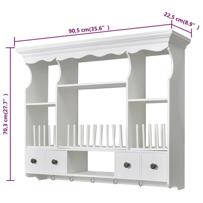 Gabinete de madeira para a cozinha de parede branco