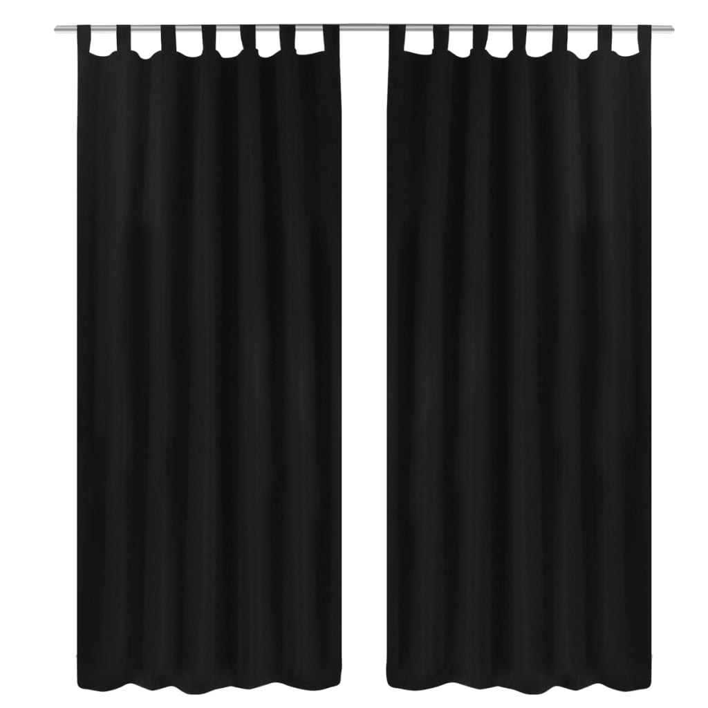 Cortinas de cetim com laços, 2 pcs, preto 140 x 245 cm