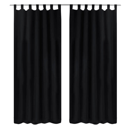 Cortinas de cetim com laços, 2 pcs, preto 140 x 245 cm