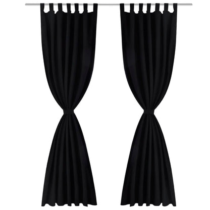 Cortinas de cetim com laços, 2 pcs, preto 140 x 245 cm