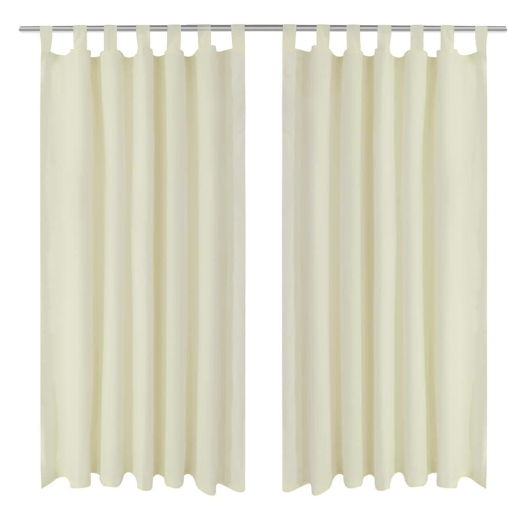 Cortinas de cetim com presilhas, 2 pcs, 140 x 175 cm, creme