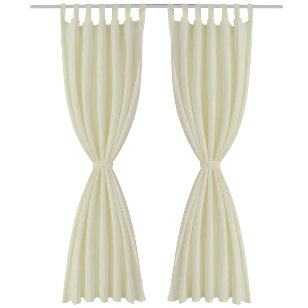 Cortinas de cetim com presilhas, 2 pcs, 140 x 175 cm, creme