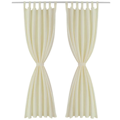 Cortinas de cetim com presilhas, 2 pcs, 140 x 175 cm, creme