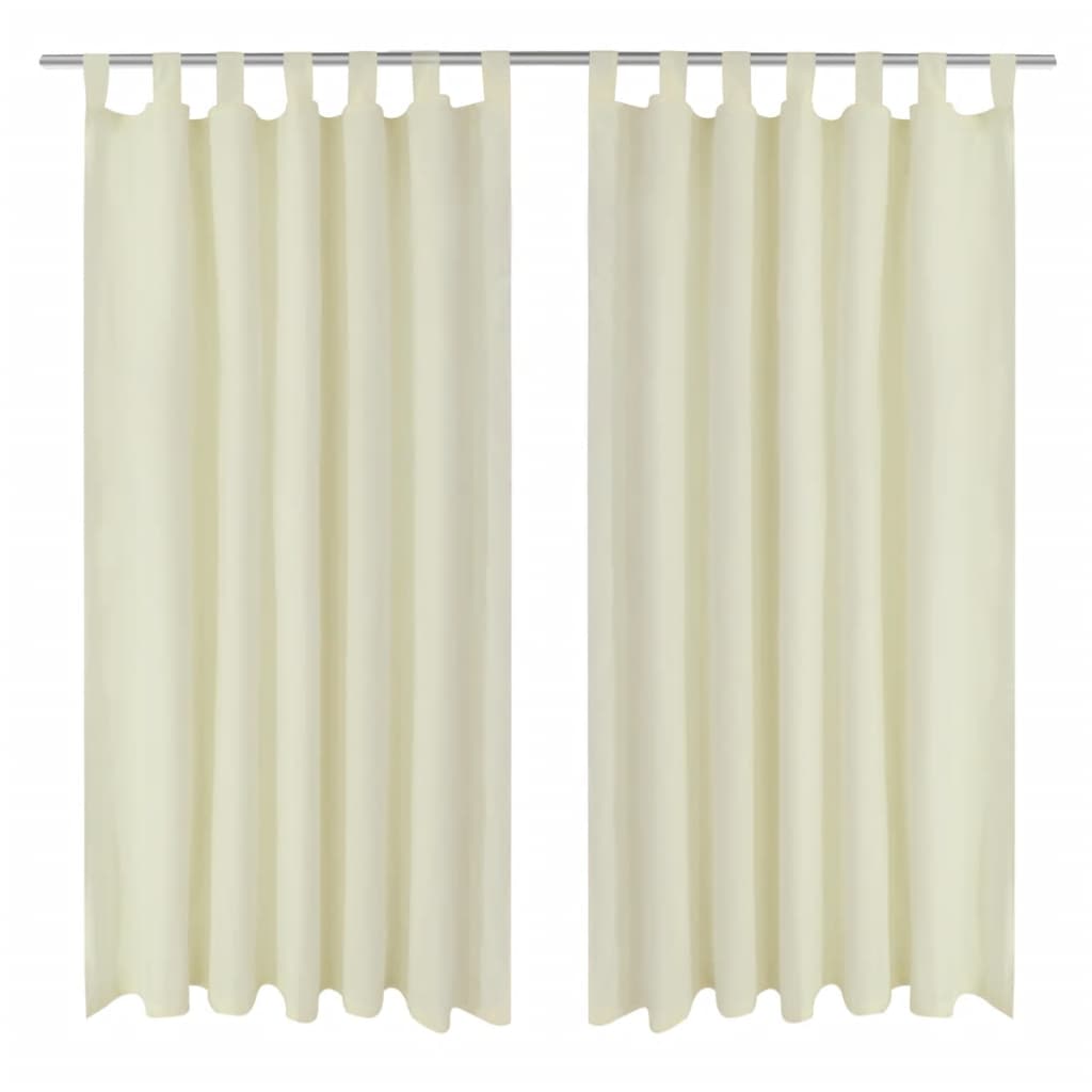 Cortinas de cetim com laços, 2 pcs, creme 140 x 225 cm