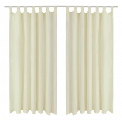 Cortinas de cetim com laços, 2 pcs, creme 140 x 225 cm