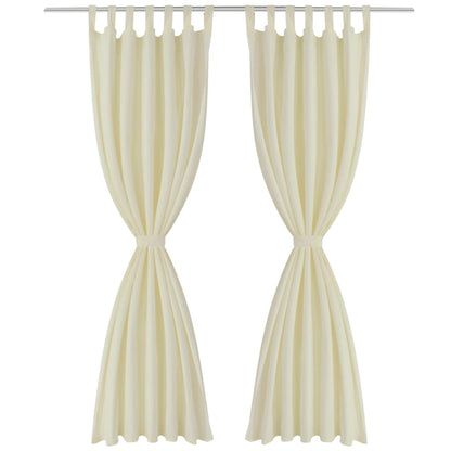 Cortinas de cetim com laços, 2 pcs, creme 140 x 225 cm