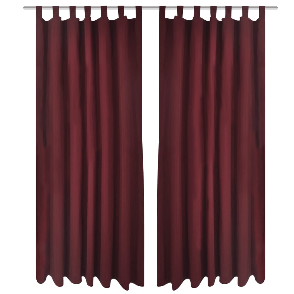 Cortinas de cetim + presilhas 2 pcs, bordeaux 140 x 175 cm