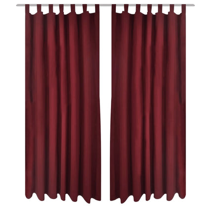 Cortinas de cetim + presilhas 2 pcs, bordeaux 140 x 175 cm