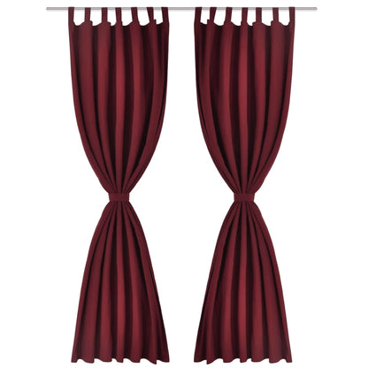 Cortinas de cetim + presilhas 2 pcs, bordeaux 140 x 175 cm