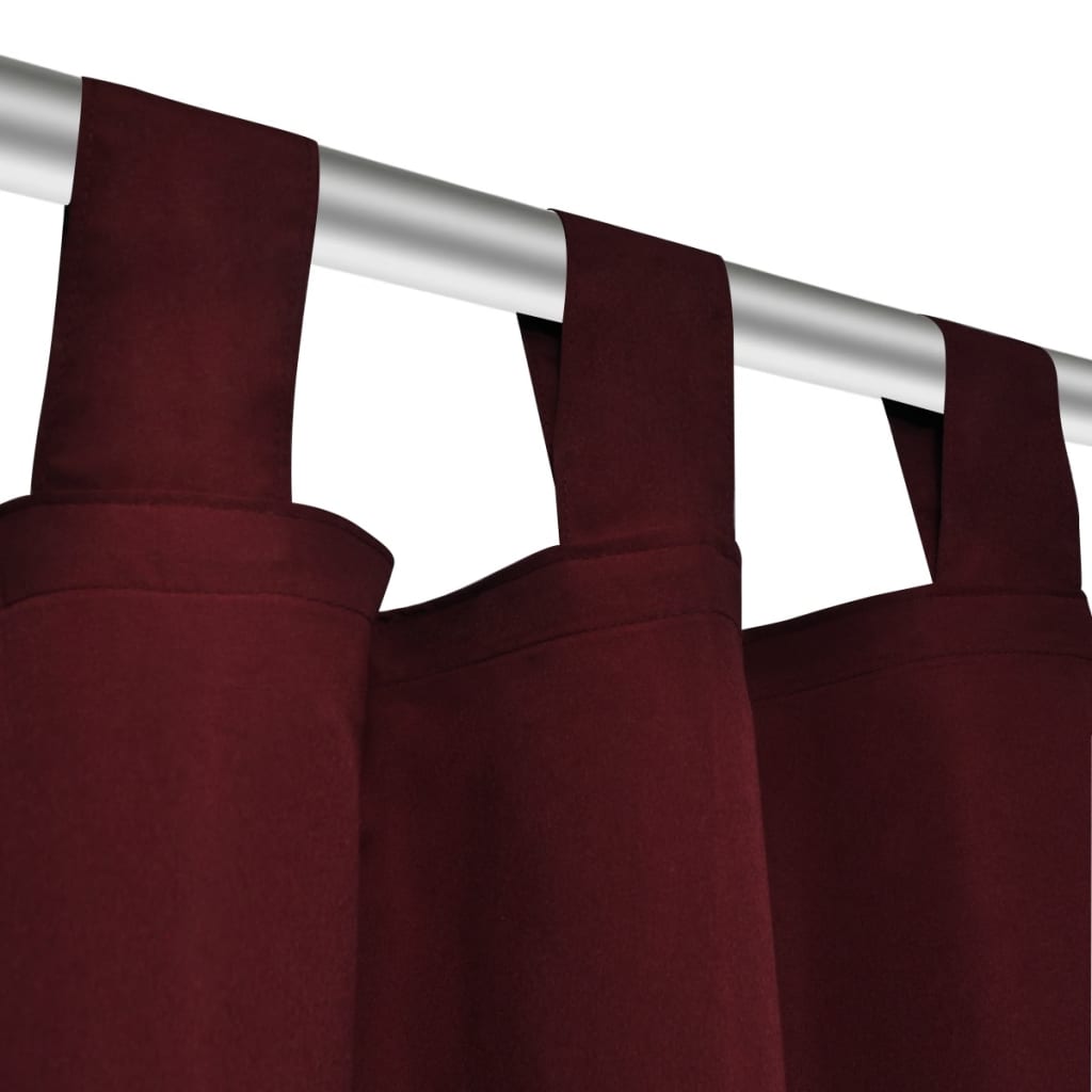 Cortinas de cetim + presilhas 2 pcs, bordeaux 140 x 175 cm