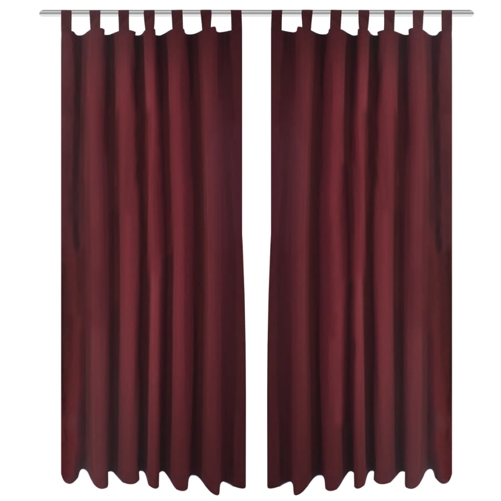 Cortinas de cetim com laços 2 pcs 140 x 245 cm bordô