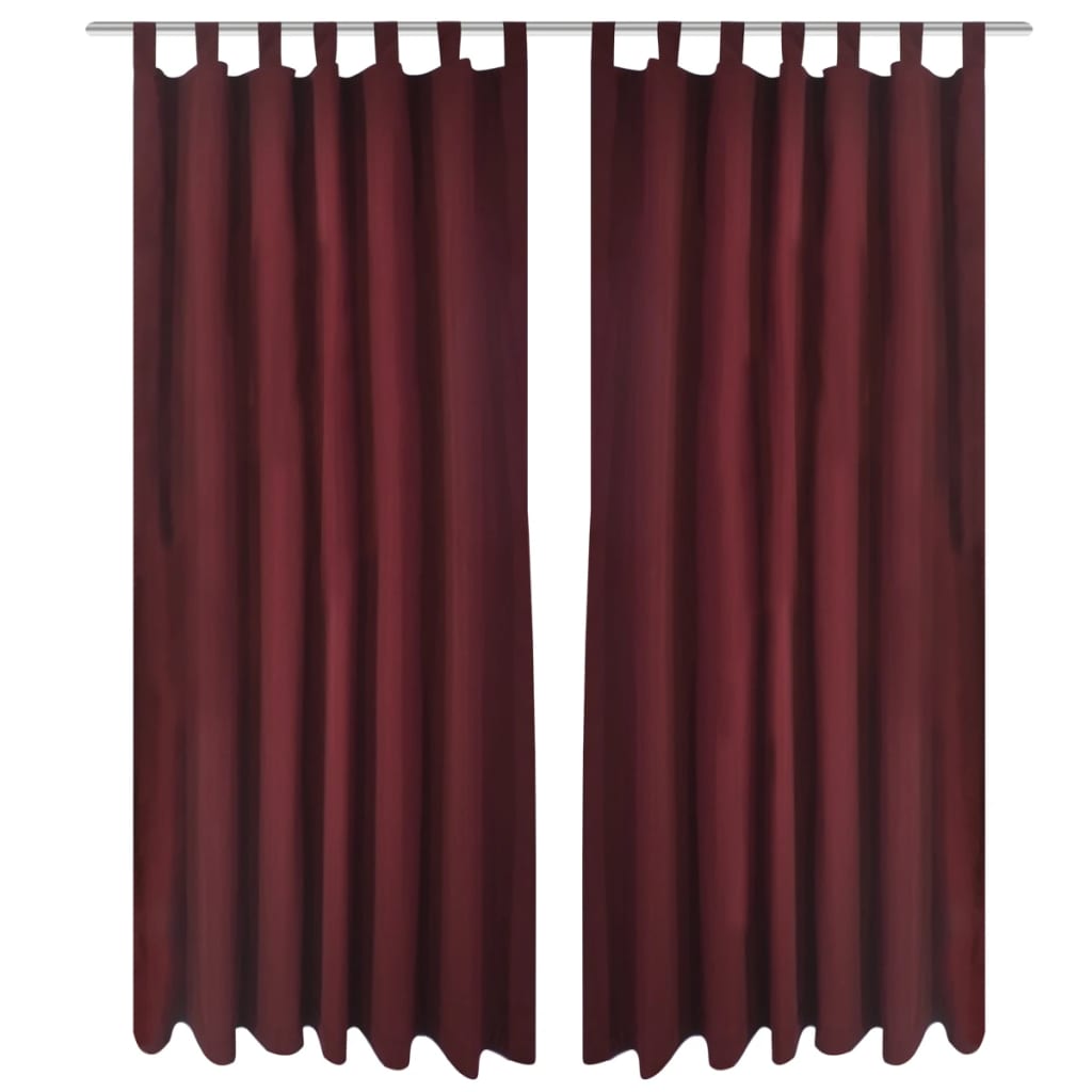 Cortinas de cetim com laços, 2 pcs, bordô, 140 x 245 cm