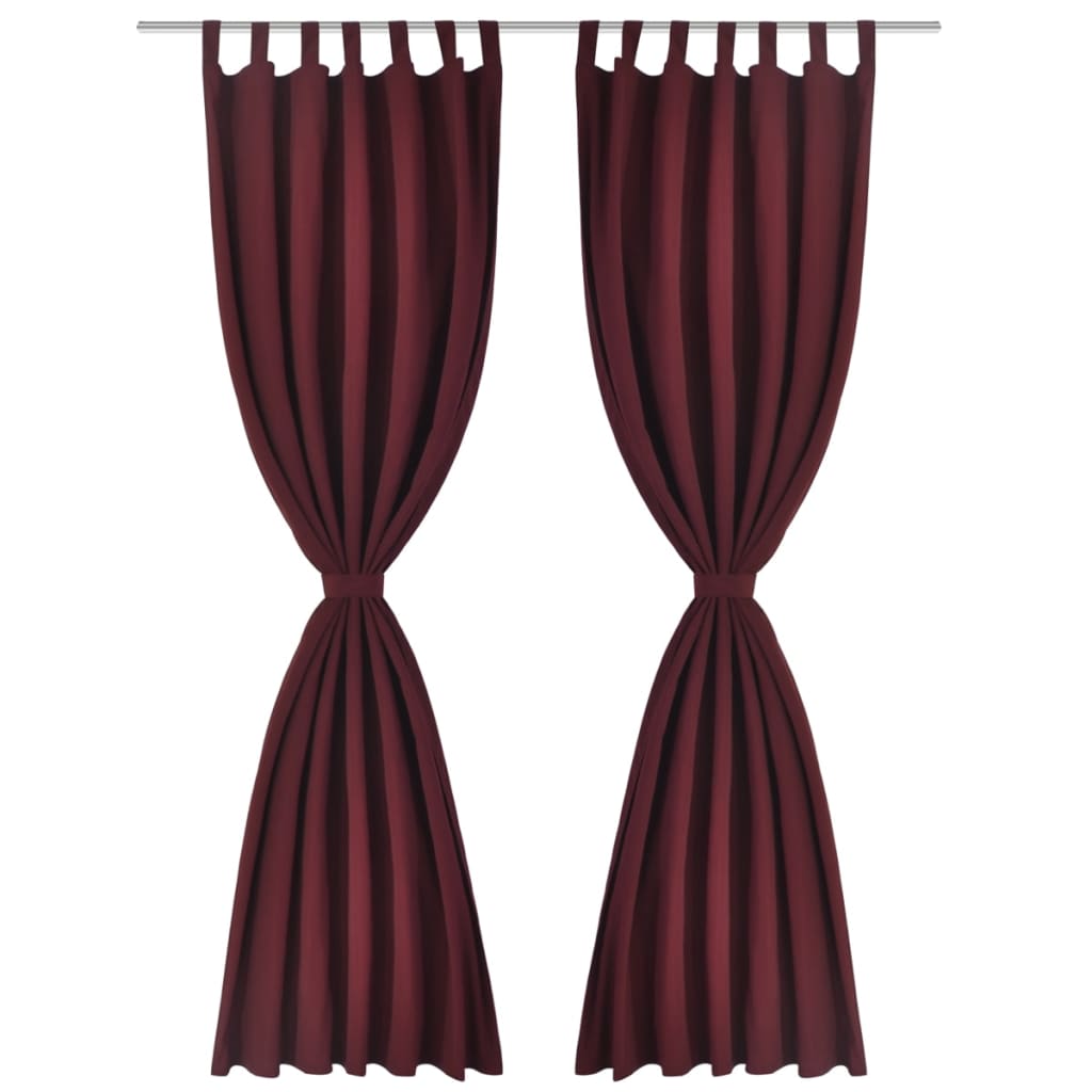 Cortinas de cetim com laços, 2 pcs, bordô, 140 x 245 cm