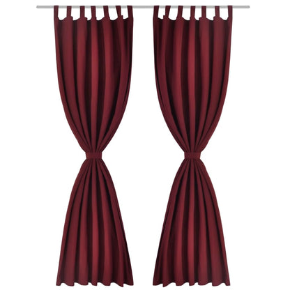 Cortinas de cetim com laços, 2 pcs, bordô, 140 x 245 cm