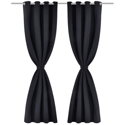 2 pcs Cortinas Blecaute com Argolas de Metal Preta 135 x 245 cm