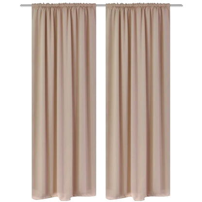 Cortinas opacas + barra de franzir 2 pcs 135 x 245 cm creme