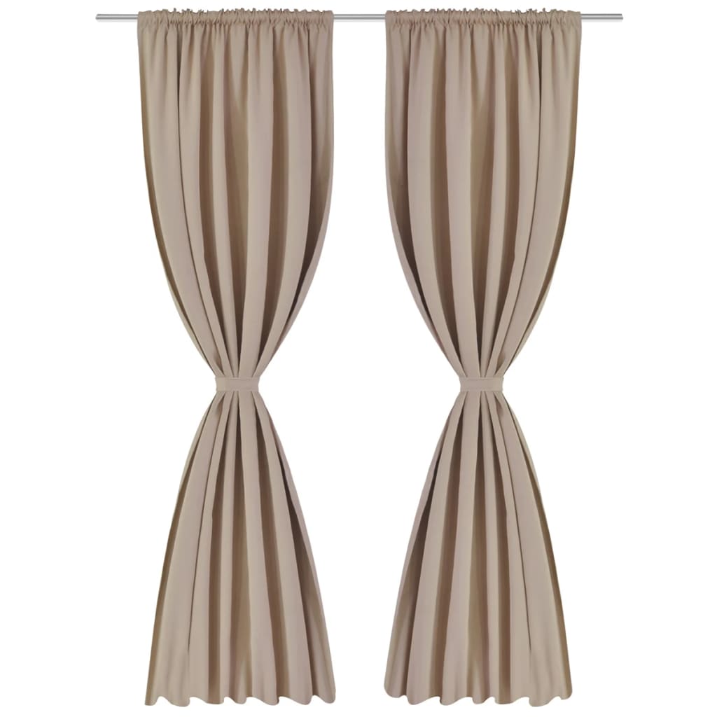 Cortinas opacas + barra de franzir 2 pcs 135 x 245 cm creme