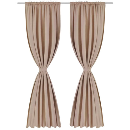 Cortinas opacas + barra de franzir 2 pcs 135 x 245 cm creme