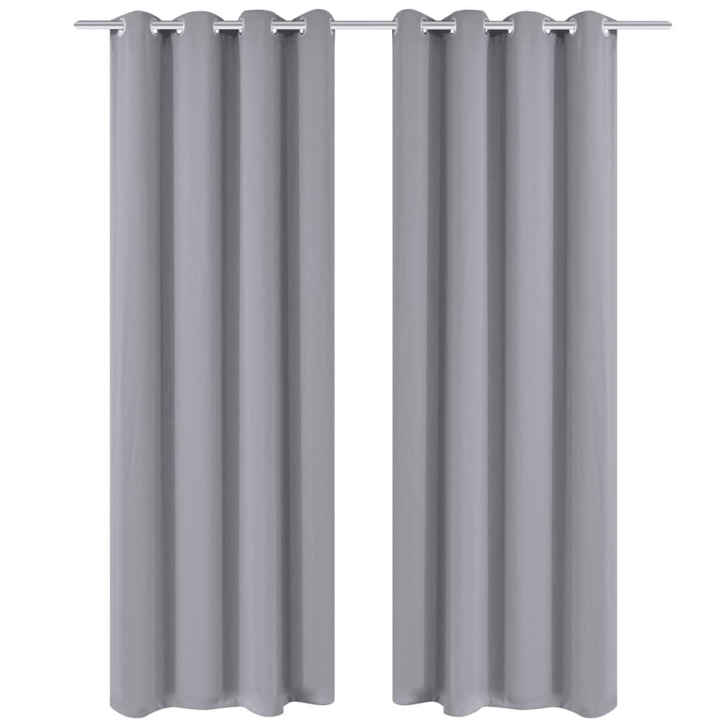 Cortinas opacas com anéis metálicos, cinzento, 2 pcs,135 x 245 cm