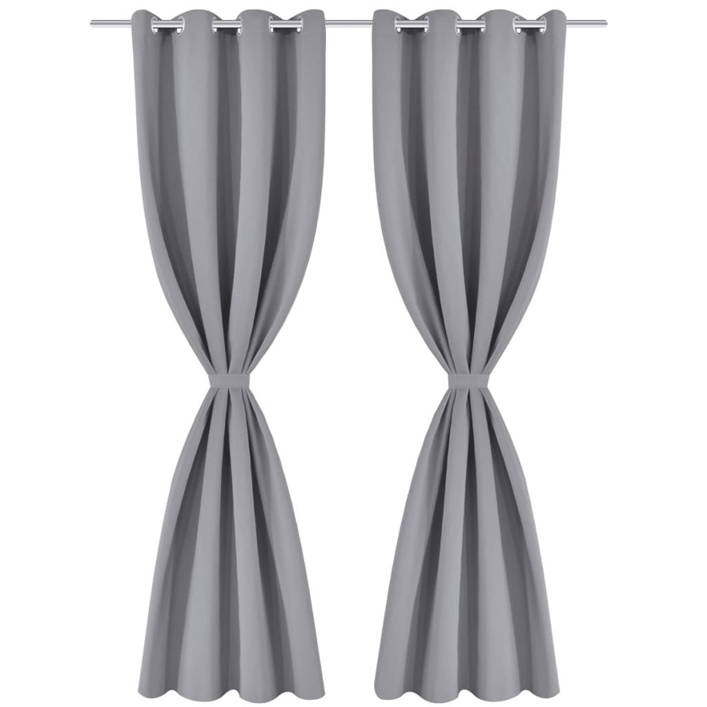 Cortinas opacas com anéis metálicos, cinzento, 2 pcs,135 x 245 cm