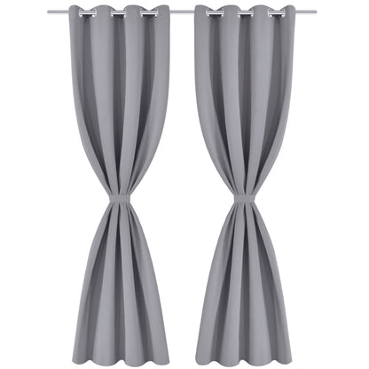 Cortinas opacas com anéis metálicos, cinzento, 2 pcs,135 x 245 cm