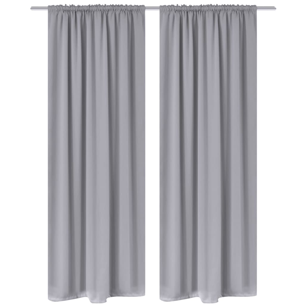 2 pcs cortinas opacas com barra de franzir 135 x 245 cm cinzento