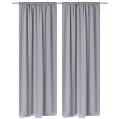 2 pcs cortinas opacas com barra de franzir 135 x 245 cm cinzento