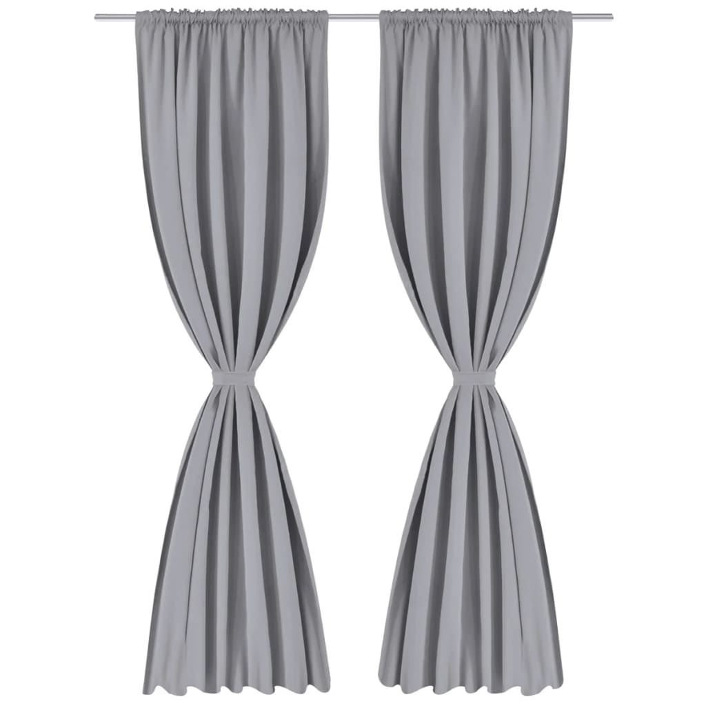 2 pcs cortinas opacas com barra de franzir 135 x 245 cm cinzento