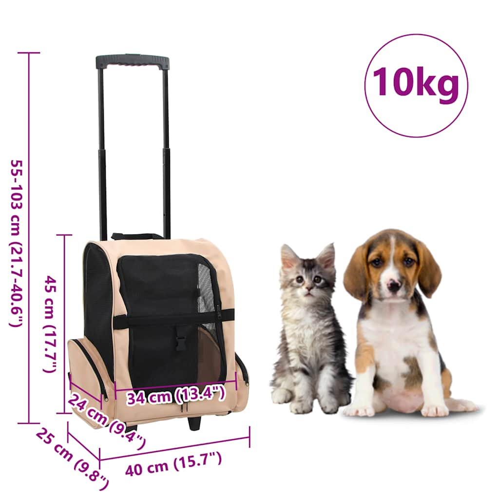 Transportadora com Rodas para Animais de Estimação - Bege