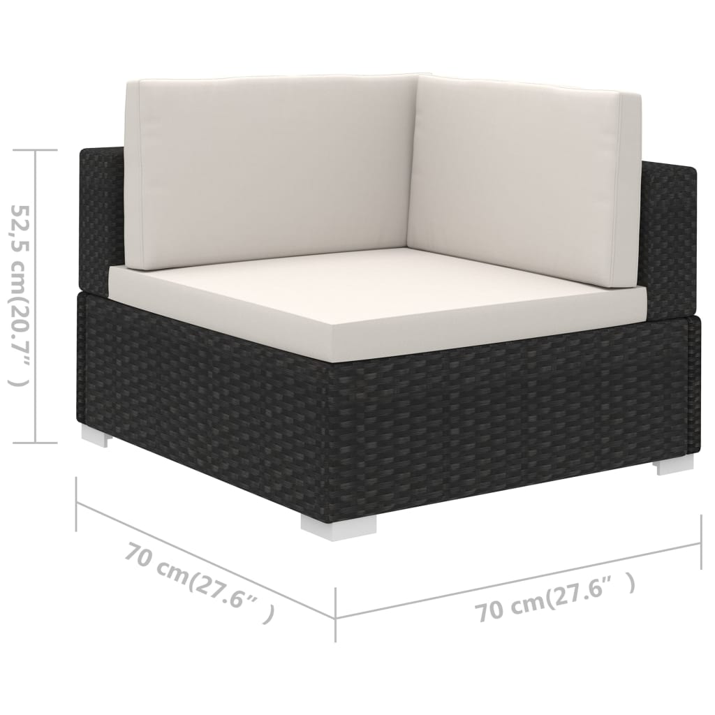 Conjunto Lounge de Jardim Ives em Vime Preto - 2 Sofás e Mesa de Centro - Design Moderno