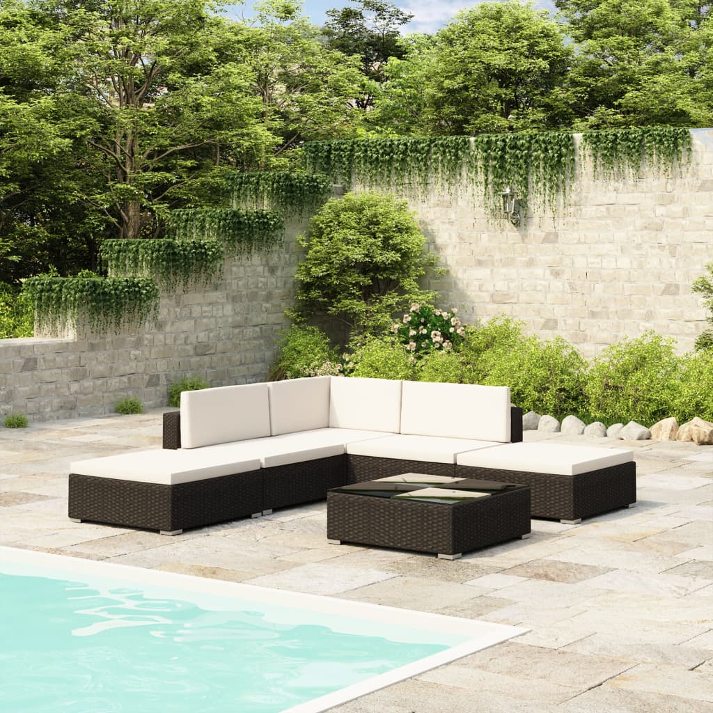 Conjunto Lounge de Jardim Ives em Vime Preto - 2 Sofás e Mesa de Centro - Design Moderno