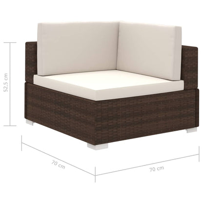 Conjunto lounge jardim c/ almofadões 8 pcs vime PE castanho