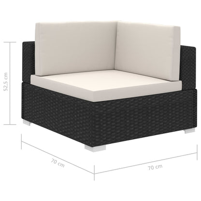 8 pcs conjunto lounge de jardim c/ almofadões vime PE preto